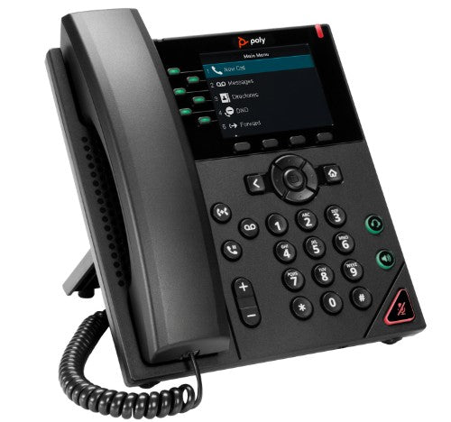HP Poly VVX 350 6-Line IP Phone and PoE-enabled with Power Supply