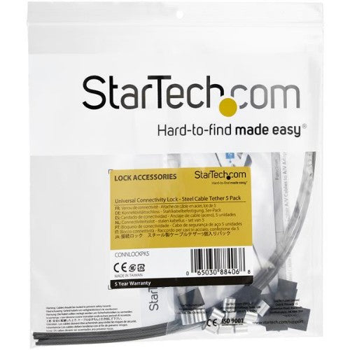 StarTech.com CONNLOCKPK5 cable organizer Floor Cable tether Silver 5 pc(s)