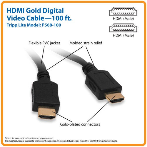 Tripp Lite P568-100 HDMI cable 1200.8" (30.5 m) HDMI Type A (Standard) Black