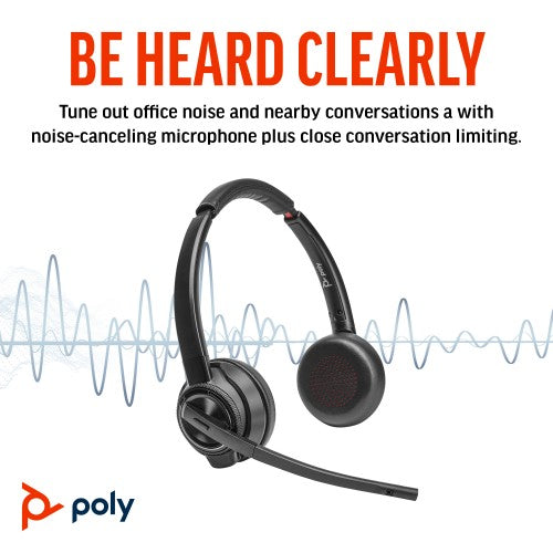 HP Poly Savi 8420 Office Stereo Microsoft Teams Certified DECT 1920-1930 MHz Headset