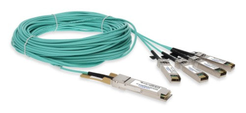 AddOn Networks QSFP28-4SFP28-AOC20M-DE-AO InfiniBand/fibre optic cable 787.4" (20 m) 4x SFP28 AOC Aqua color, Stainless steel