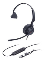 Yealink UH44 Mono USB-C/A Headset Wired Head-band Office/Call center USB Type-C / USB Type-A Black