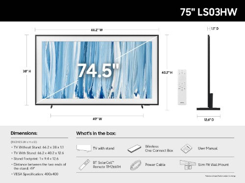 Samsung Neo QN75LS03HWFXZA TV 75" Smart TV Wi-Fi Black