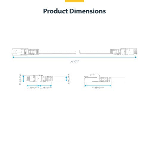StarTech.com NLWH-1F-CAT8-PATCH networking cable White 12" (0.305 m) S/FTP (S-STP)