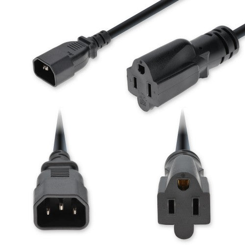 AddOn Networks ADD-C142N515C18G1FBK power cable Black 11.8" (0.3 m) IEC C14 NEMA 5-15R