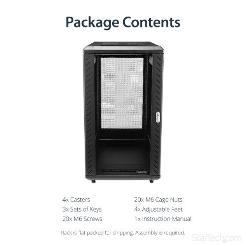 StarTech.com RK2236BKF rack cabinet 22U Freestanding rack Black
