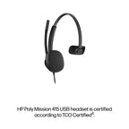 HP Poly Mission 415 Monaural USB Wired Headset (Bulk)