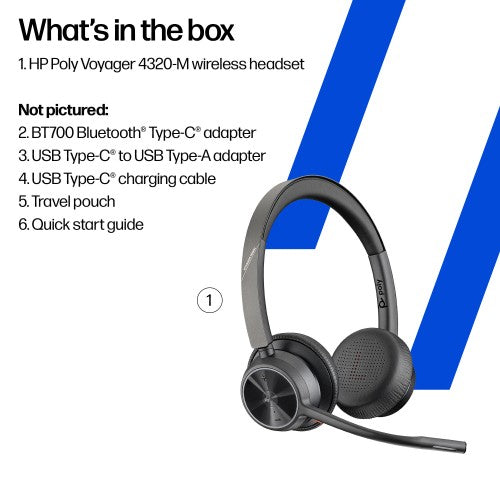 HP Poly Voyager 4320-M Microsoft Teams Certified USB-C Headset +BT700 dongle TAA