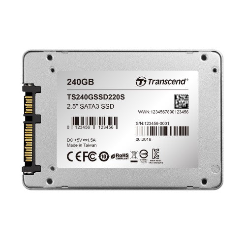 Transcend TS240GSSD220S internal solid state drive 240 GB 2.5" Serial ATA III 3D NAND