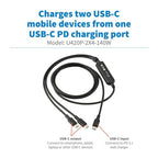 Eaton U420P-2X4-140W USB cable USB 2.0 48" (1.22 m) USB C 2 x USB C 0.48 Gbit/s Black, Gray