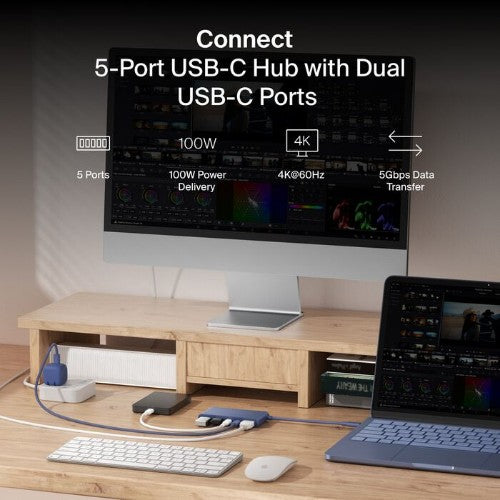 Belkin AVC022FQBL interface hub USB Type-C 5000 Mbit/s Indigo