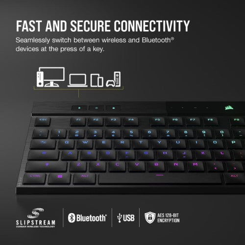 Corsair K100 AIR keyboard Gaming USB + RF Wireless + Bluetooth QWERTY English Black