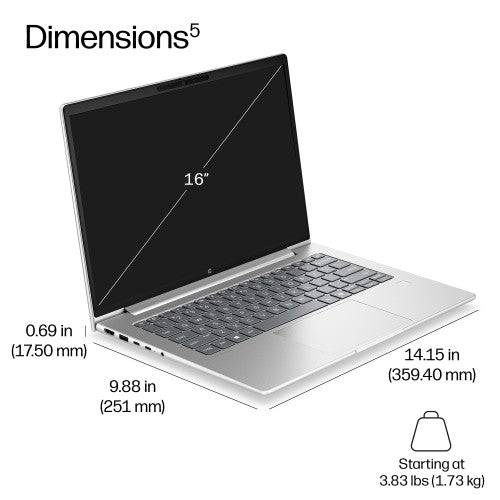 HP ProBook 4 G2i 16 inch Notebook Next Gen AI PC Copilot+ PC Intel Core Ultra 7 Laptop 16" WUXGA 16 GB DDR5-SDRAM 512 GB SSD Wi-Fi 7 (802.11be) Windows 11 Pro Silver