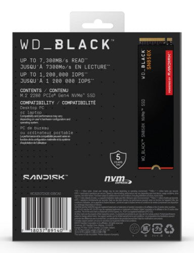 Western Digital Black WD_BLACK SN850X NVMe 2 TB M.2 PCI Express 4.0