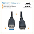 Tripp Lite U326-001-BK USB cable USB 3.2 Gen 1 (3.1 Gen 1) 11.8" (0.3 m) USB A Micro-USB B Black