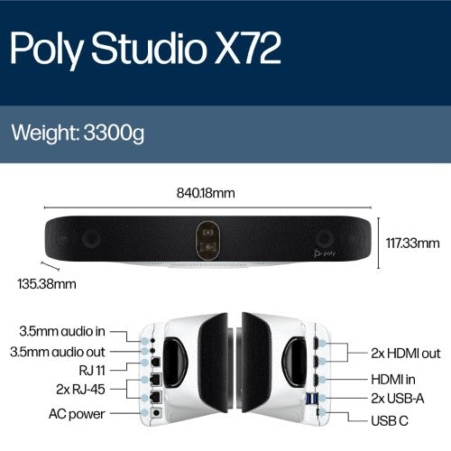 HP Poly Studio X72 All-In-One Video Bar TAA