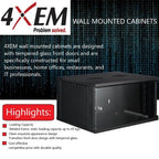 4XEM 4XRACK12UD rack cabinet 12U Wall mounted rack Black