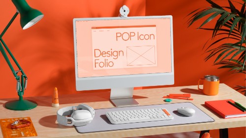 Logitech POP Icon Combo keyboard Mouse included Universal Bluetooth QWERTY English Orange, White