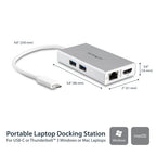 StarTech.com DKT30CHPDW laptop dock/port replicator Wired USB 3.2 Gen 1 (3.1 Gen 1) Type-C Silver, White