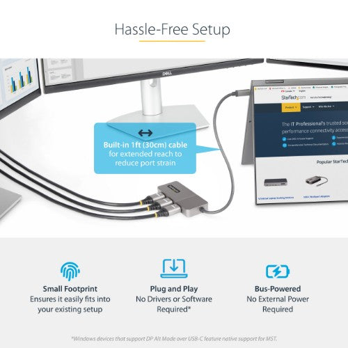 StarTech.com MST14CD123HD USB graphics adapter 3840 x 2160 pixels Gray
