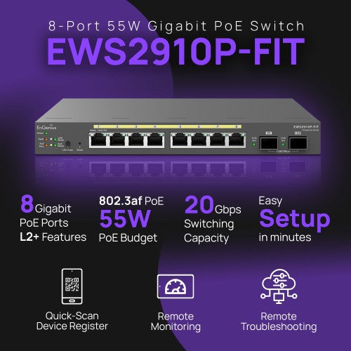 EnGenius EWS2910P-FIT network switch Managed L2+ Gigabit Ethernet (10/100/1000) Power over Ethernet (PoE) Black