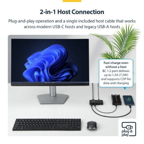 StarTech.com 311NA-USB-HUB interface hub USB 3.2 Gen 1 (3.1 Gen 1) Type-C 5000 Mbit/s Black