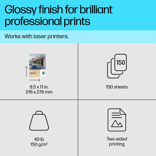 HP Enhanced Business Paper Glossy 40 lb 8.5 x 11 in. (216 x 279 mm) 150 sheets