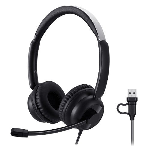 Adesso Xtream P9 Headset Wired Head-band Office/Call center USB Type-C / USB Type-A Black