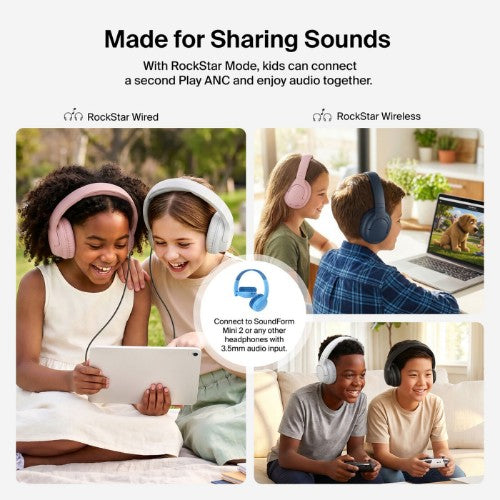 Belkin SoundForm Play ANC Headphones Wired & Wireless Head-band Calls/Music USB Type-C Bluetooth Gray