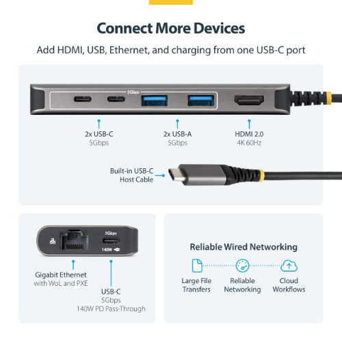 StarTech.com 315B-USBC-MULTIPORT laptop dock/port replicator Wired USB 3.2 Gen 1 (3.1 Gen 1) Type-C Gray