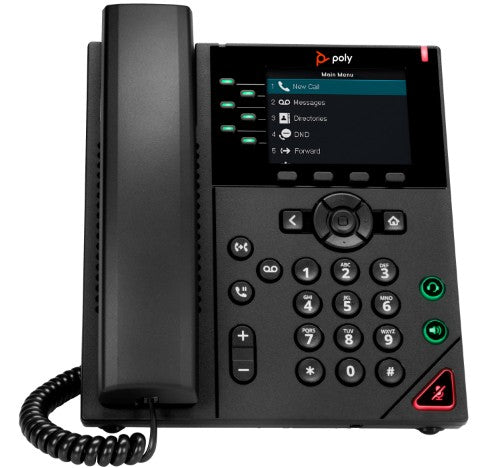 HP Poly VVX 350 6-Line IP Phone and PoE-enabled with Power Supply