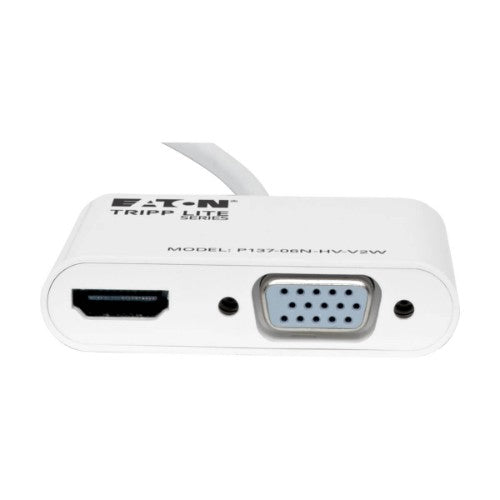 Tripp Lite P137-06N-HV-V2W video cable adapter 7.87" (0.2 m) Mini-DisplayPort HDMI/VGA White