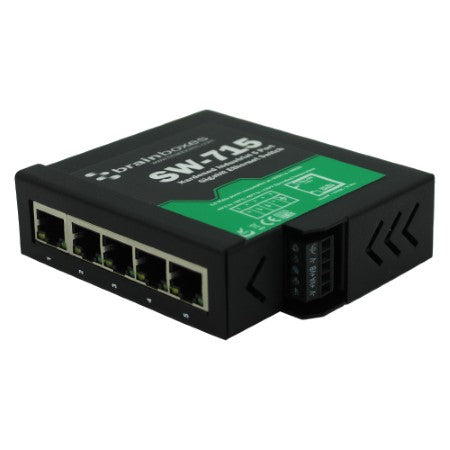 Brainboxes SW-715 network switch Unmanaged Gigabit Ethernet (10/100/1000) Black, Green