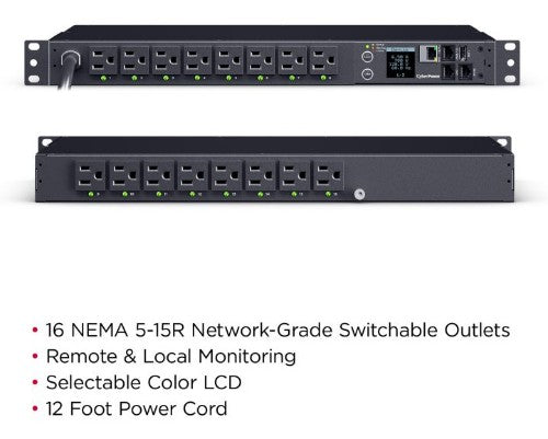 CyberPower PDU41021 power distribution unit (PDU) 16 AC outlet(s) 1U Black
