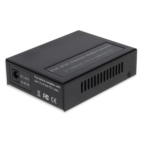 AddOn Networks 10/100Base-TX(RJ-45) to 100Base-FX(LC) MMF 1310nm 2km POE Media Converter network media converter 100 Mbit/s Multi-mode, Single-mode Black