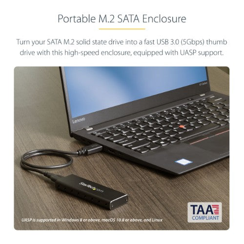 StarTech.com SM2NGFFMBU33 storage drive enclosure SSD enclosure Black M.2