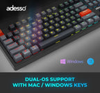 Adesso EasyTouch 1300 keyboard Home/Office USB + RF Wireless + Bluetooth QWERTY US English Black, Gray