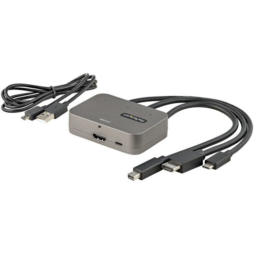 StarTech.com CDPHDMDP2HD video cable adapter 10.6" (0.27 m) HDMI + USB HDMI + Mini DisplayPort + USB Type-C Black, Silver