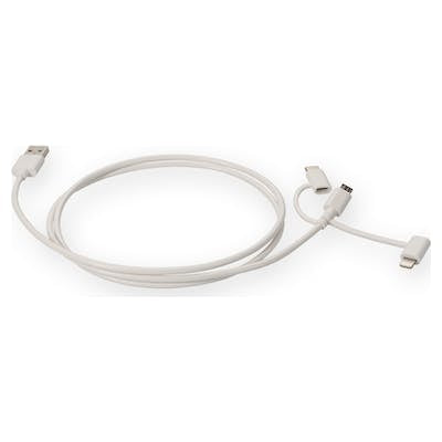 AddOn Networks USB2LGTCM1MW USB cable USB 2.0 39.4" (1 m) USB A USB C/Micro-USB B/Lightning White