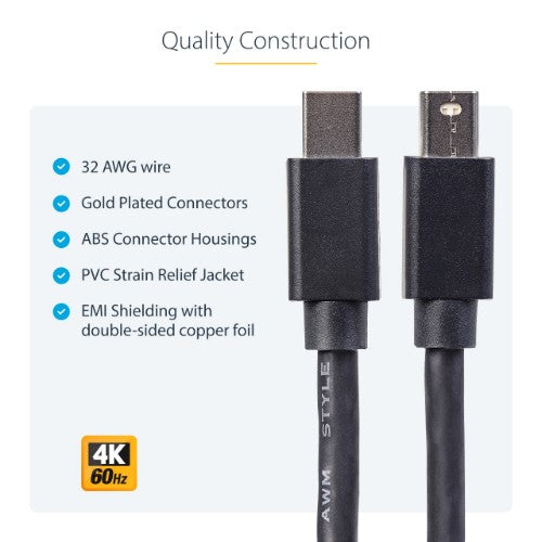 StarTech.com MDISPLPORT6 DisplayPort cable 70.9" (1.8 m) mini DisplayPort Black