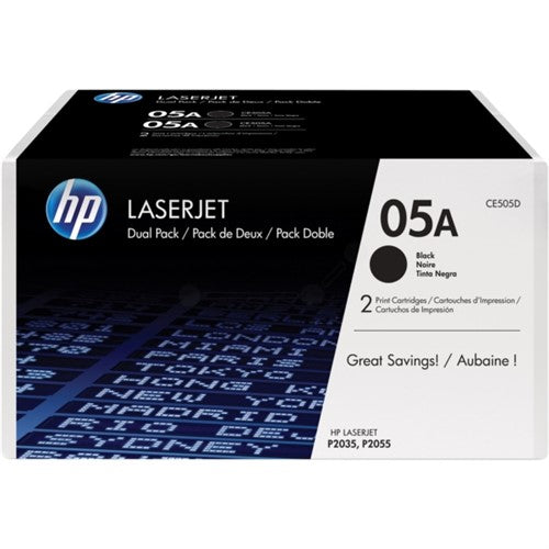 CE505D (05A) Toner black, 2.3K pages, Pack qty 2