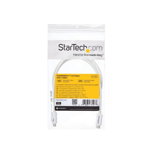 StarTech.com TBLT3MM1MW Thunderbolt cable 39.4" (1 m) 20 Gbit/s White