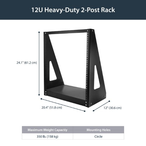 StarTech.com 2POSTRACK12 rack cabinet 12U Freestanding rack Black