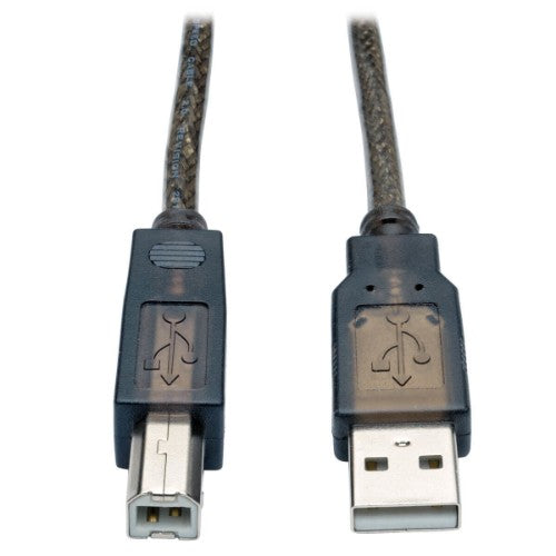 Tripp Lite U042-050 USB cable USB 2.0 600" (15.2 m) USB A USB B Metallic, Silver, Translucent