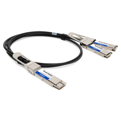 AddOn Networks QSFPDD-200G-2QSFP28-PDAC1M-AO InfiniBand/fibre optic cable 39.4" (1 m) 4xQSFP28 QSFP-DD Black, Silver