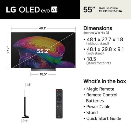 LG OLED55C6PUA TV 55" 4K Ultra HD Smart TV Wi-Fi Black