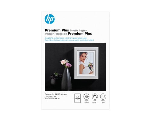 HP Premium Plus Photo Paper Glossy 80 lb 4 x 6 in. (101 x 152 mm) 100 sheets