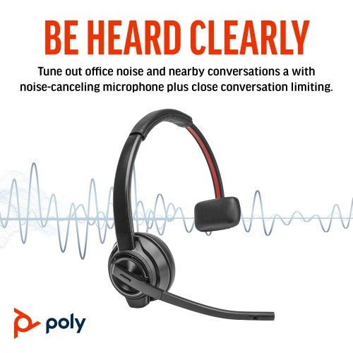 HP Poly Savi 8410 Office Monaural Microsoft Teams Certified DECT 1920-1930 MHz Headset