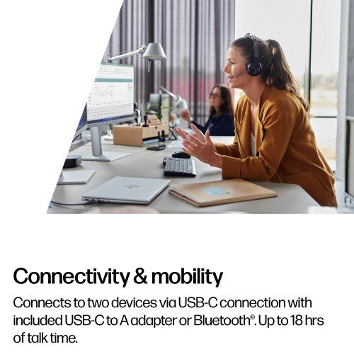 HP Poly Voyager Focus 2 Microsoft Teams Certified USB-C-C Headset +USB-C/A Adapter TAA
