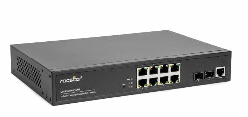 Rocstor SolidConnect SCM8 Managed L2 Gigabit Ethernet (10/100/1000) Power over Ethernet (PoE) Black